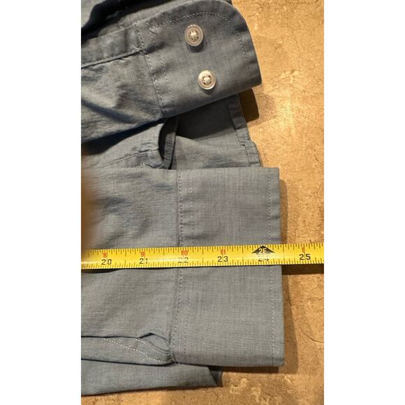 George Mens Dress Shirt Button Down Size L(42-44) Blue Long Sleeve Classic Fit - Picture 9 of 11